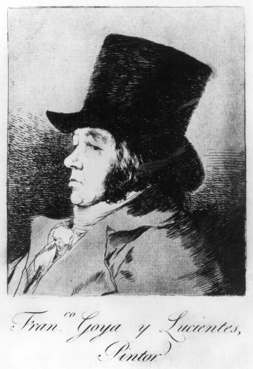 Autoportret, płyta 1 „Los caprichos”, wyd. 1799 autorstwa Francisco de Goya