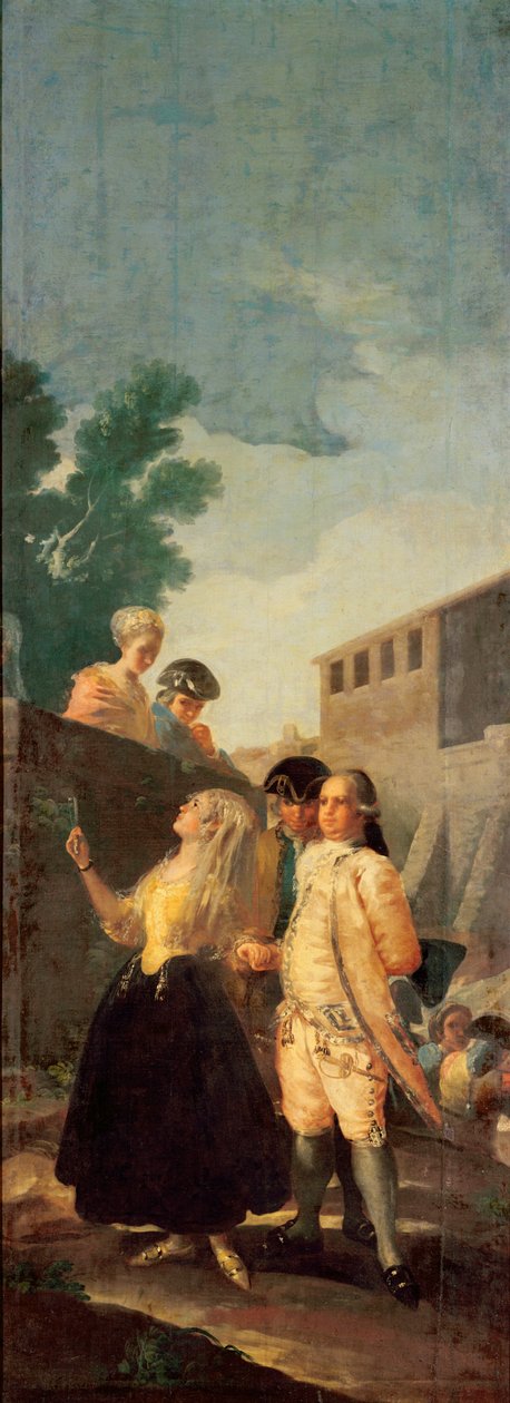 Żołnierz i Młoda Dama, 1778-79 autorstwa Francisco de Goya