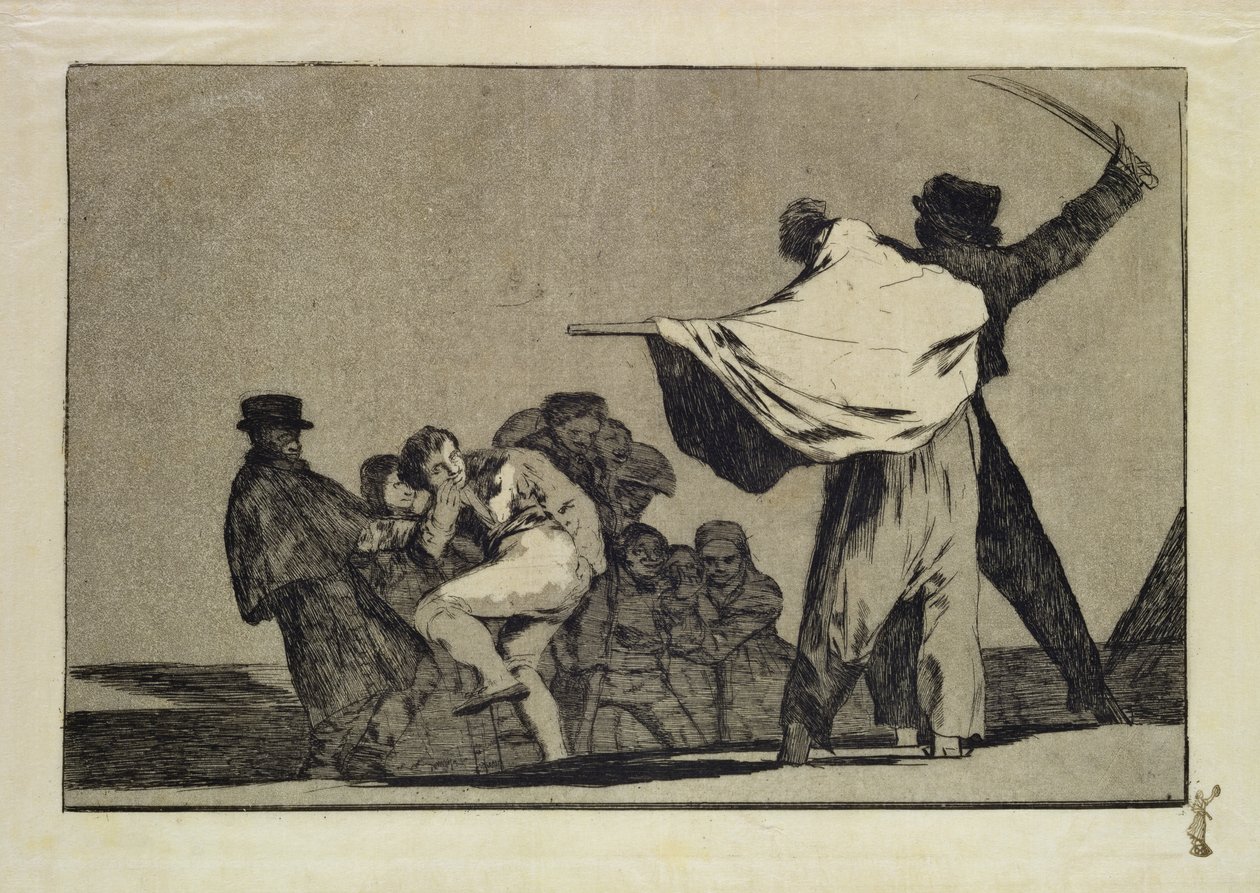 Dobrze znany Folly, z serii Follies, ok. 1815-24 (akwaforta i akwatinta na papierze japońskim) autorstwa Francisco de Goya