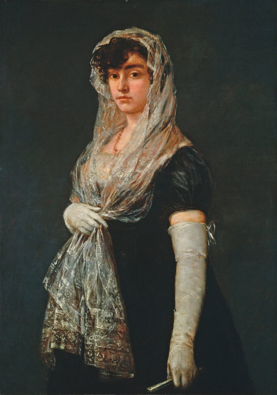 Młoda dama ubrana w mantylę i basquinę autorstwa Francisco de Goya