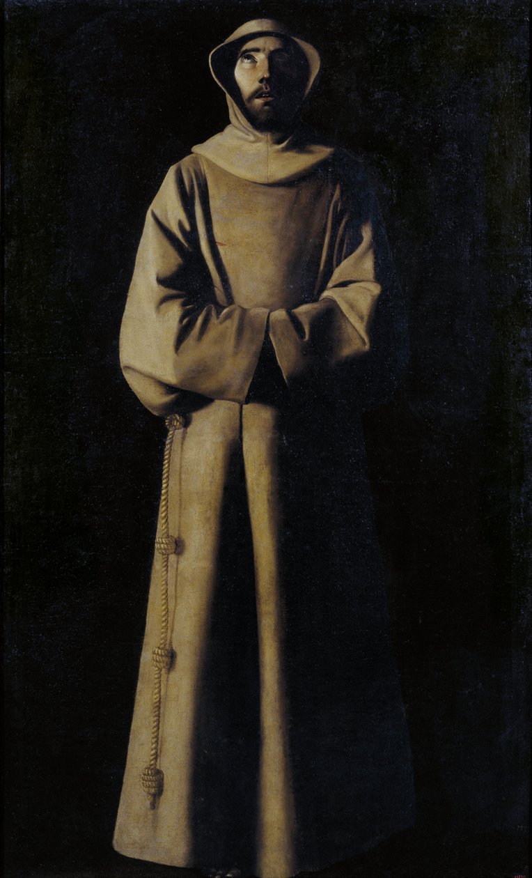 Święty Franciszek z Asyżu według papieża Mikołaja kontra Wizja autorstwa Francisco de Zurbaran