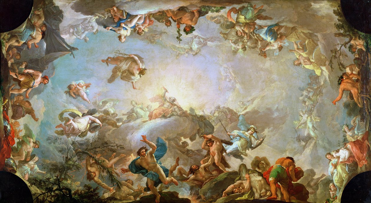 Upadek gigantów oblegających Olimp, 1764 autorstwa Francisco Bayeu y Subias
