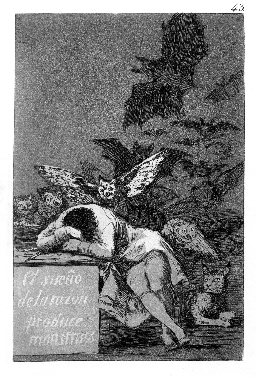 Sen rozsądku rodzi potwory autorstwa Francisco de Goya