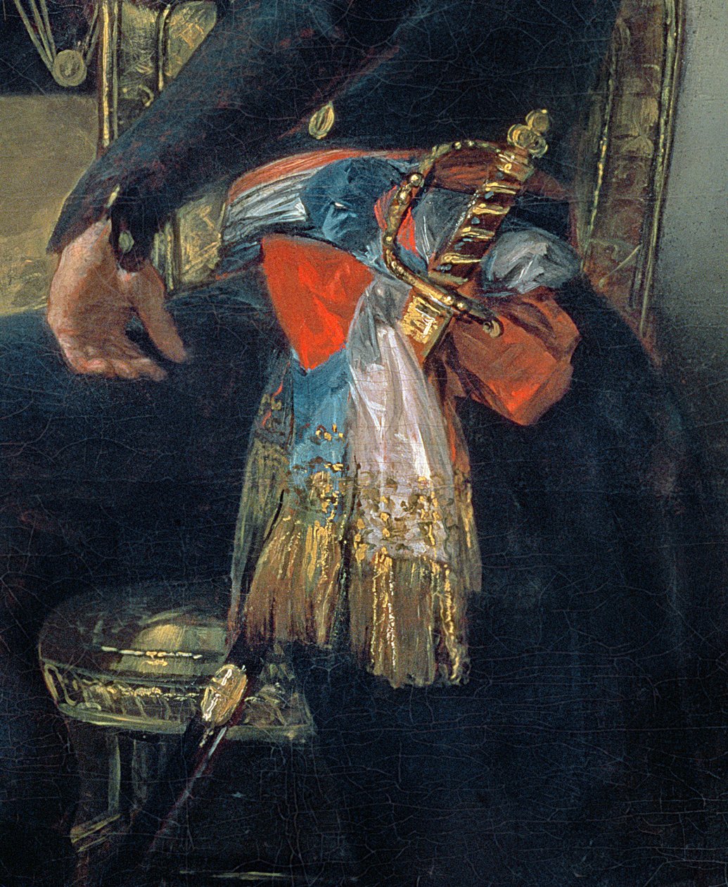 Portret Ferdinanda Guillemardeta, fragment miecza i szarfy, 1798-99, olej na płótnie, fragment 83585 autorstwa Francisco de Goya