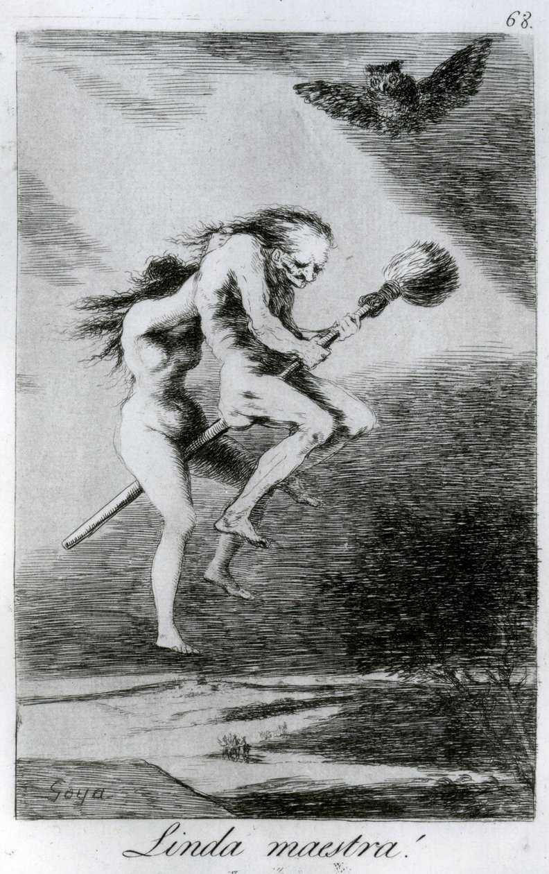 Śliczna nauczycielka!, płyta 68 „Los caprichos”, 1799 autorstwa Francisco de Goya