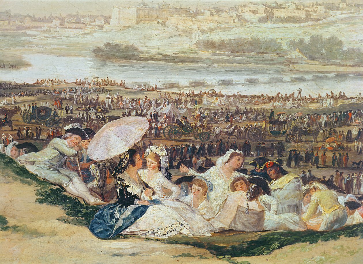 Łąka San Isidro fragment grupy z parasolem, 1788 olej na płótnie autorstwa Francisco de Goya