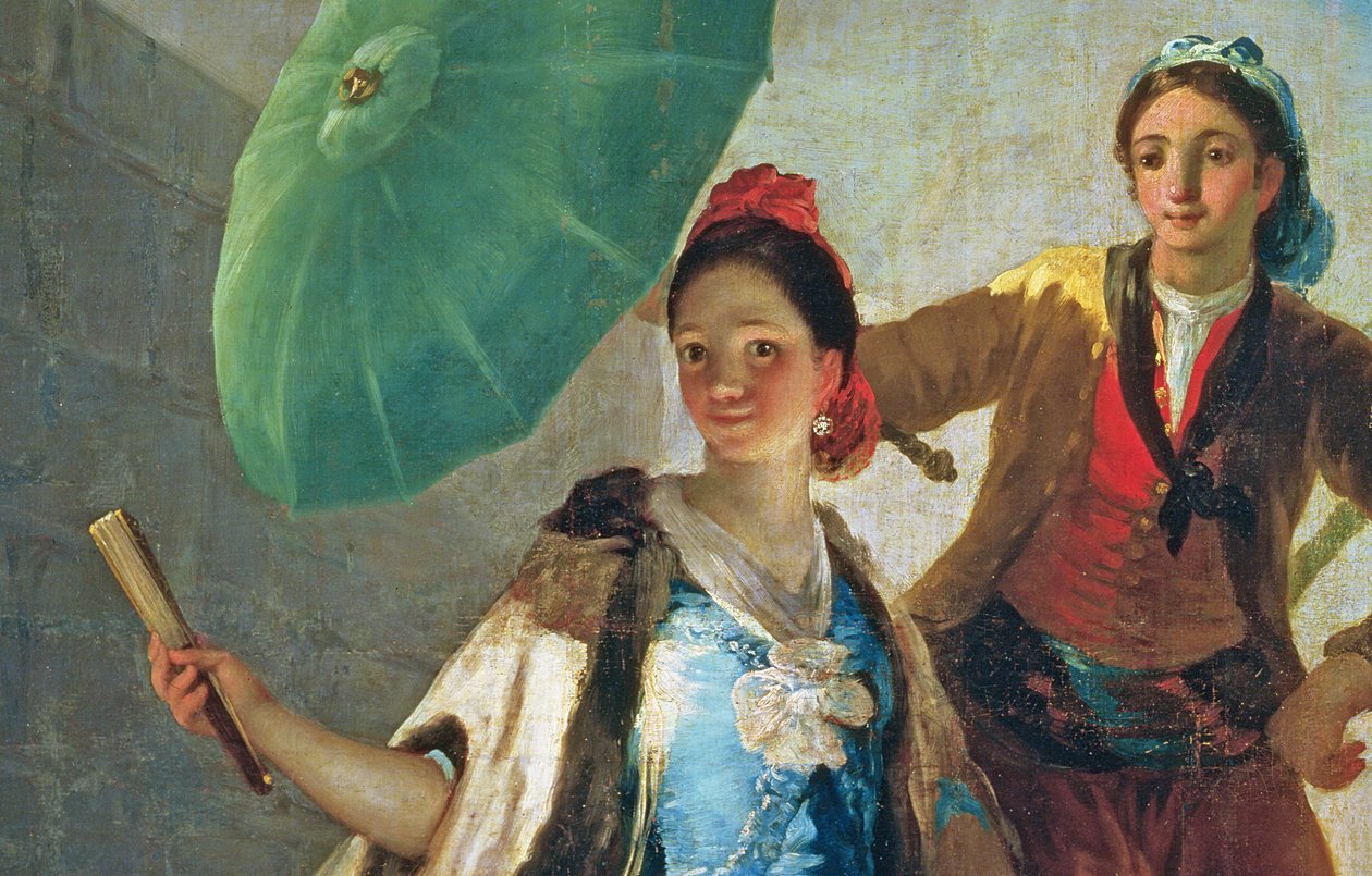 Parasol, 1777 olej na płótnie, detal z 38624 autorstwa Francisco de Goya