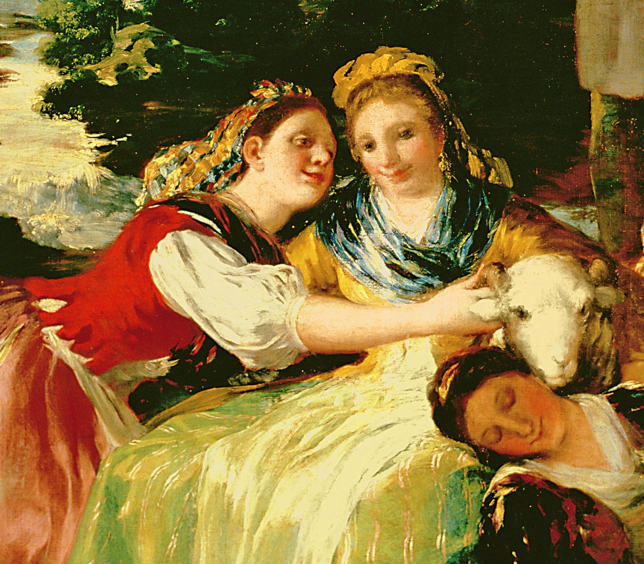 Praczki, przed 1780 olej na płótnie, detal 61169 autorstwa Francisco de Goya