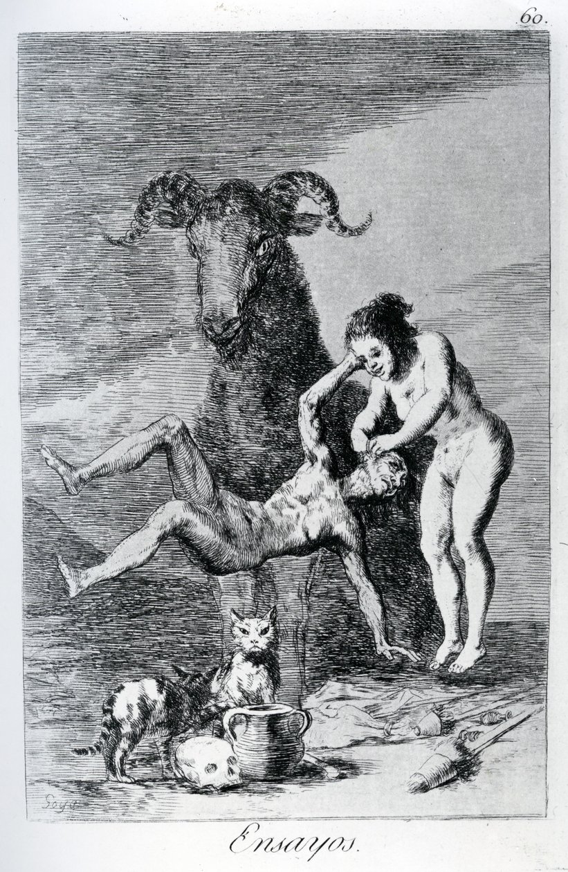 Próby, płyta 60 „Los caprichos”, 1799 autorstwa Francisco de Goya