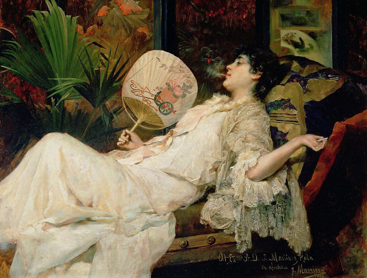 Młoda kobieta paląca, 1894 autorstwa Francisco Masriera y Manovens