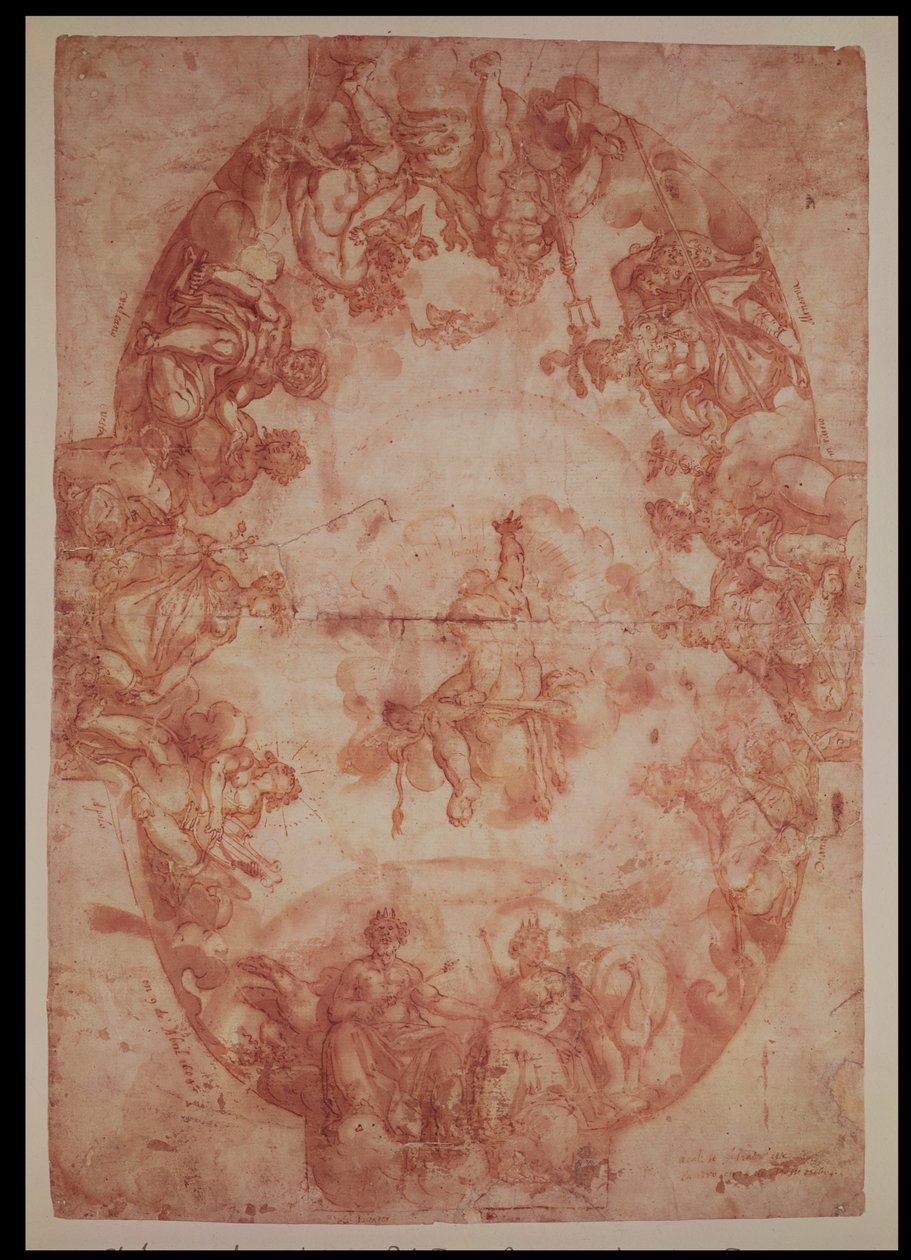 Studium na suficie Casa de Pilatos, Sewilla, 1604 (pióro i atrament i pranie na papierze) autorstwa Francisco Pacheco