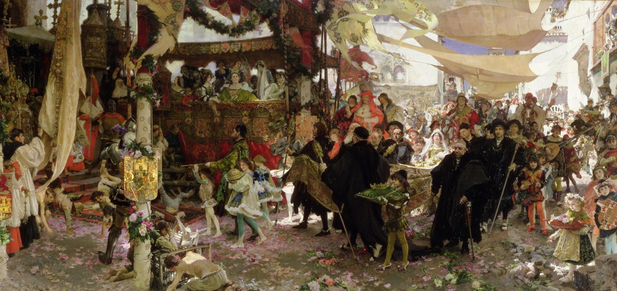 Procesja chrztu księcia Juana w Sewilli autorstwa Francisco Pradilla y Ortiz