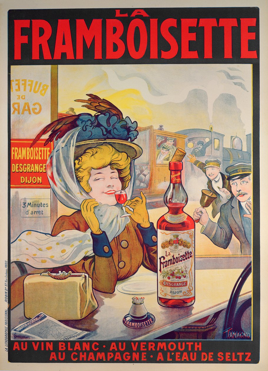 Plakat reklamujący „La Framboisette” autorstwa Francisco Tamagno