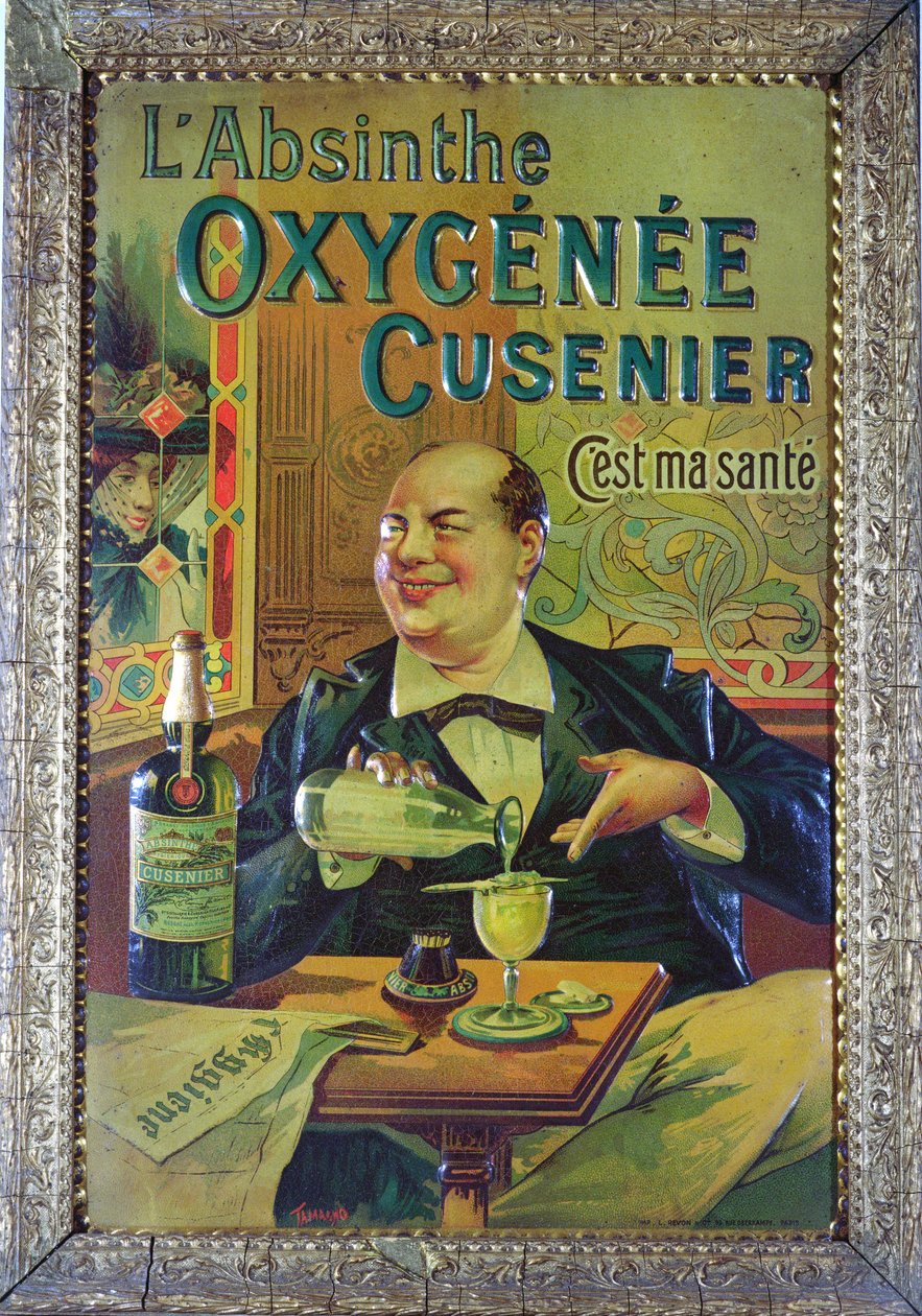 Plakat reklamujący "Oxygenee Cusenier Absinthe". autorstwa Francisco Tamagno