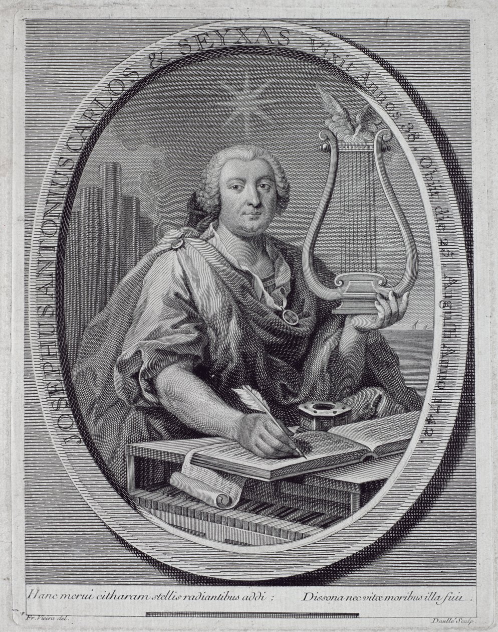 Portret Jose Carlosa Seixasa (1704-42) wyryty przez Johna Daulle (1703-63) autorstwa Francisco Vieira