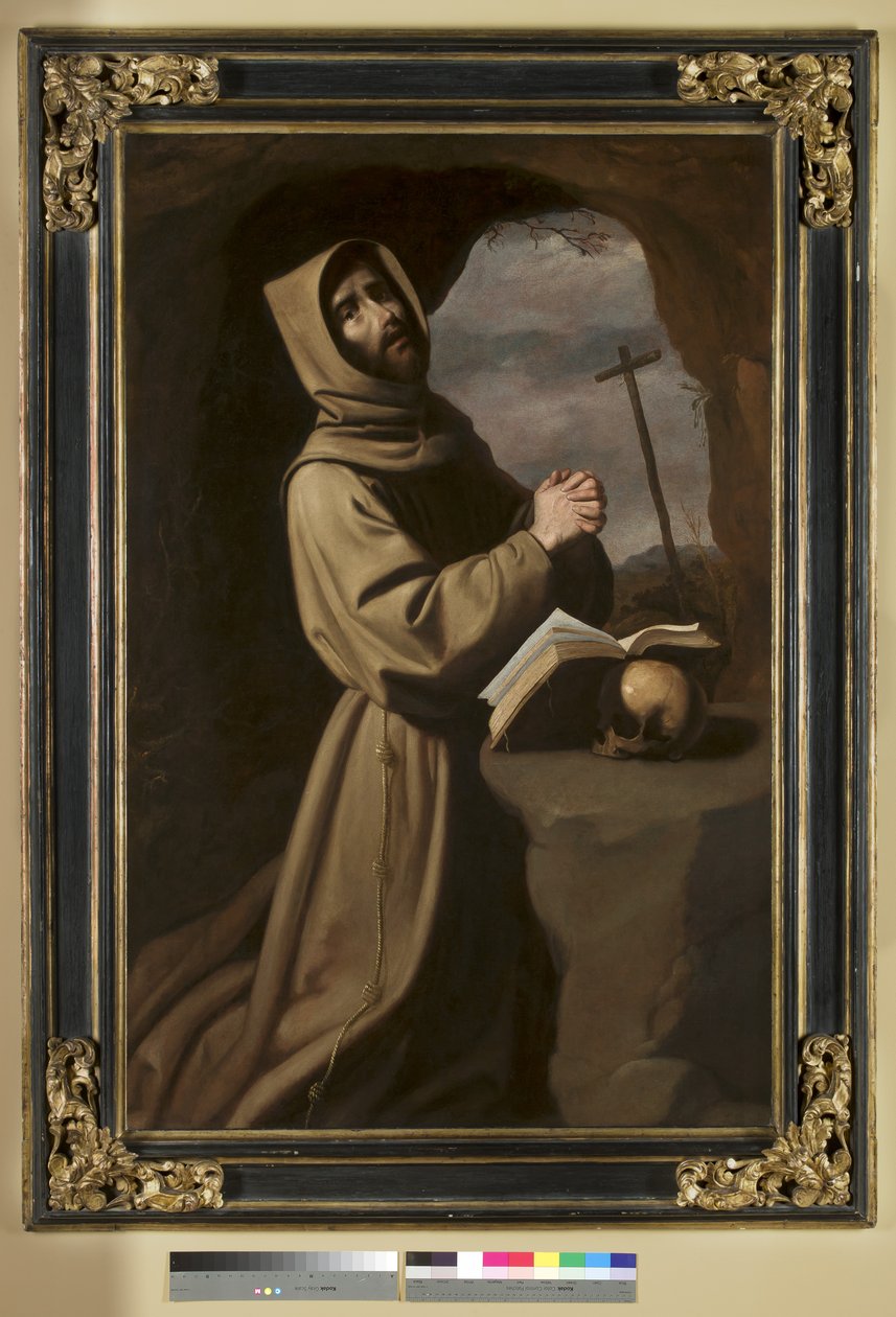 Św. Franciszek na modlitwie w grocie, 1650-55 autorstwa Francisco de Zurbaran