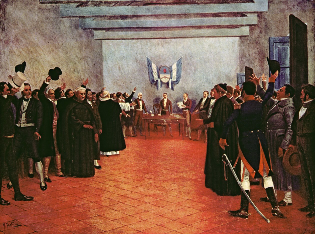 Kongres Tucuman - Deklaracja Niepodległości Zjednoczonych Prowincji Rio i Platy 9 lipca 1816 r. (kolor lito) autorstwa Francisco (after) Fortuny