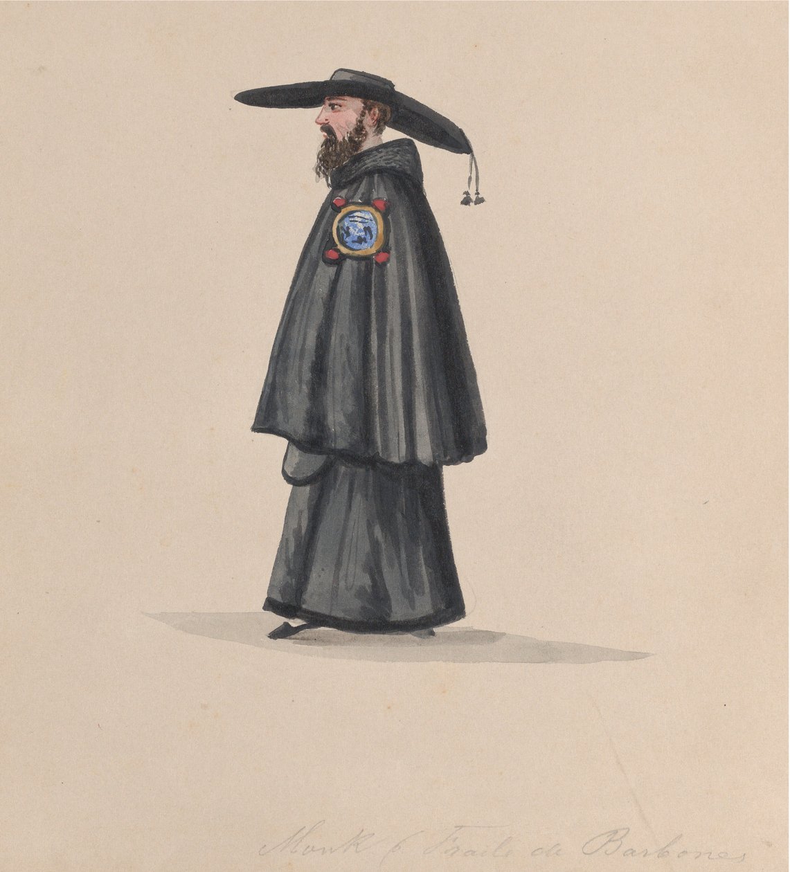 Mnich z zakonu Barbones, z grupy rysunków przedstawiających strój peruwiański, 1848 r. autorstwa Francisco