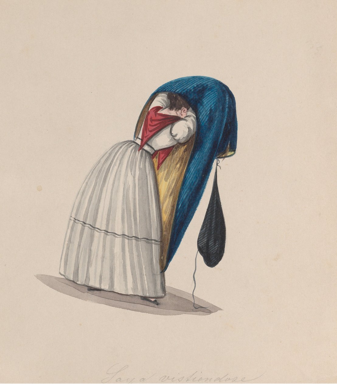 Kobieta wsiadająca do saya widziana od tyłu z grupy rysunków przedstawiających..., ok. godz. 1848. autorstwa Francisco
