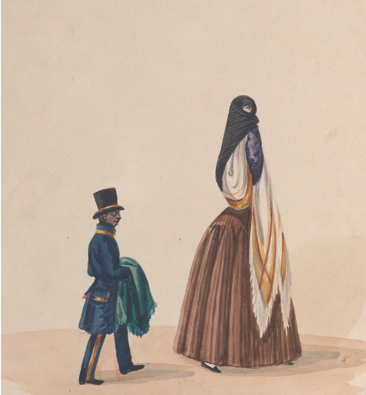 Elegancko ubrana kobieta i jej paź, z grupy rysunków przedstawiających Peruwiańczyka..., ok. 1930 r. 1848. autorstwa Francisco