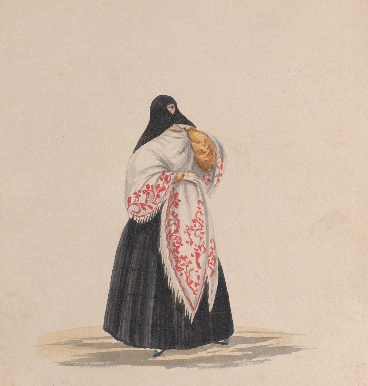 Elegancko ubrana kobieta, z grupy rysunków przedstawiających strój peruwiański, ok. 1930r. 1848. autorstwa Francisco