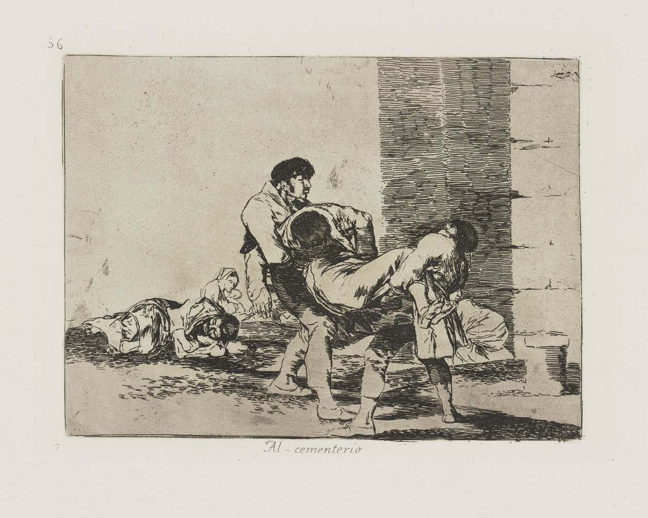Na cmentarz. (Na cmentarz.), pl. 56 z cyklu Katastrofy wojny autorstwa Francisco de Goya