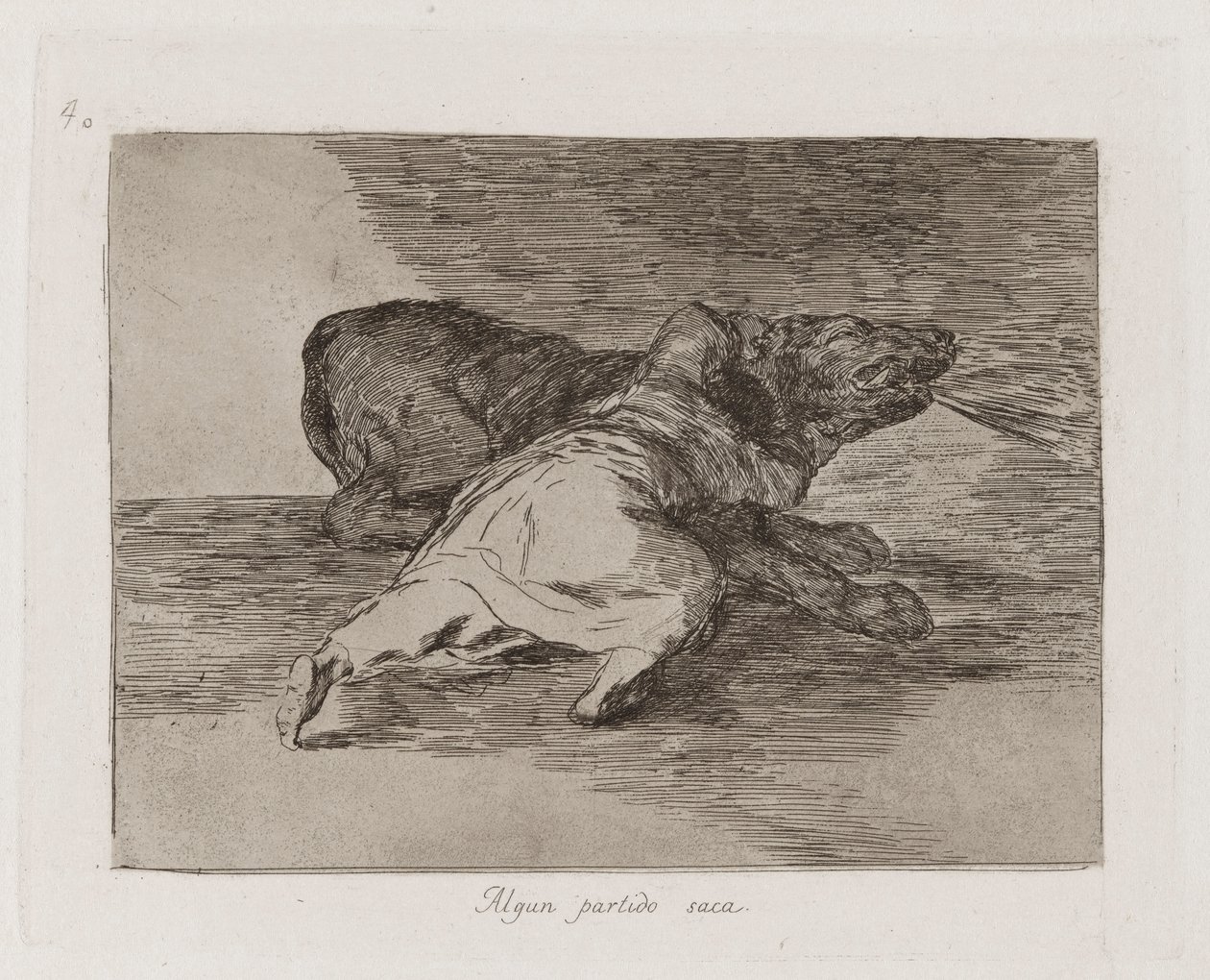 Coś z tego wyciąga, płyta 40 z Klęsk wojennych autorstwa Francisco de Goya