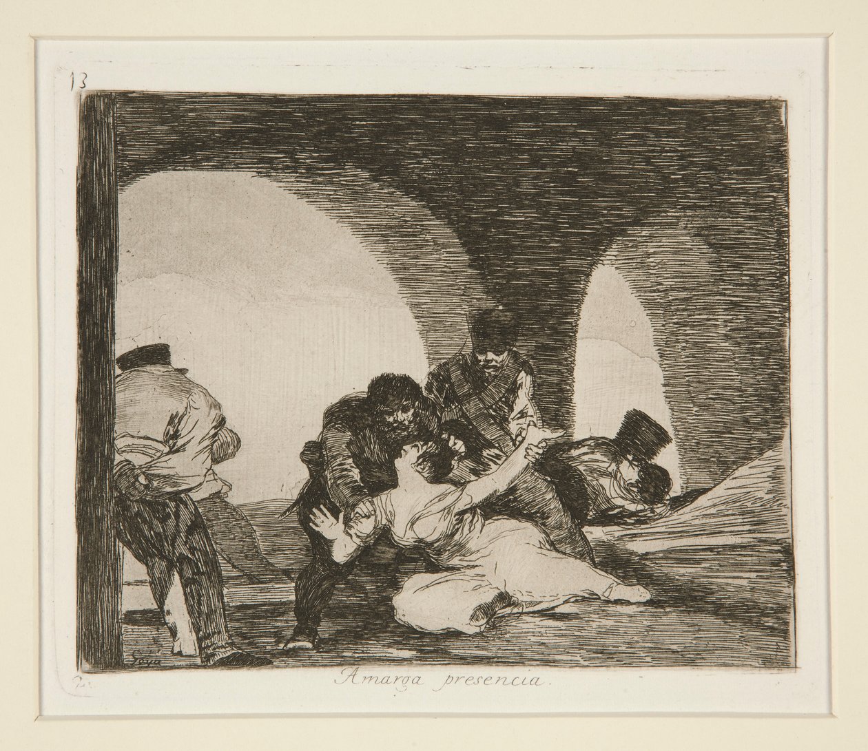 Gorzka obecność (Bitter To Be Present), pl. 13 z Katastrofy wojny autorstwa Francisco de Goya