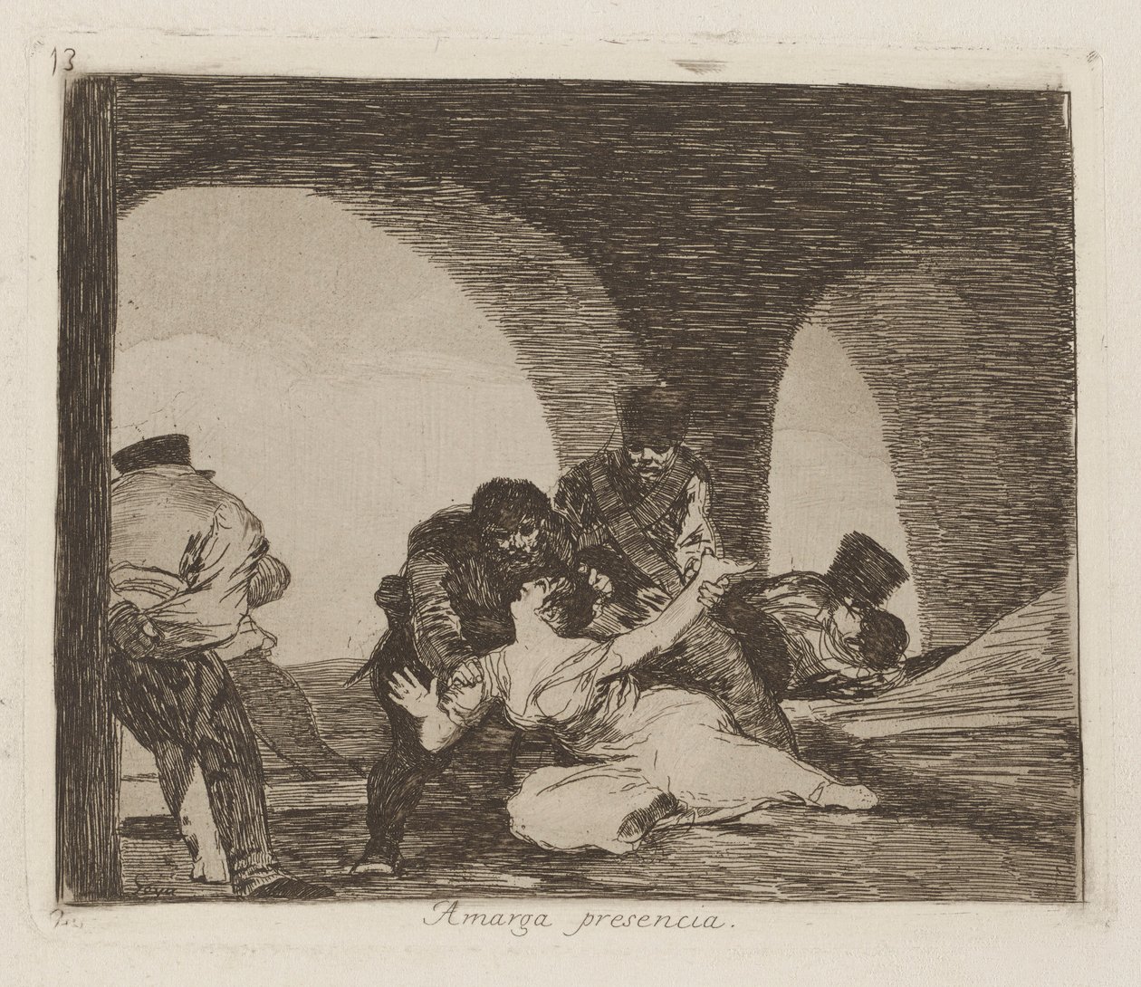 Gorzka obecność (Bitter to Be Present), pl. 13 z cyklu Katastrofy wojny autorstwa Francisco de Goya