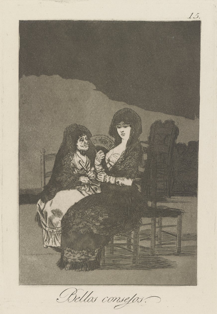 Ładne wskazówki. (Ładne Nauki.), pl. 15 z cyklu Kaprysy autorstwa Francisco de Goya