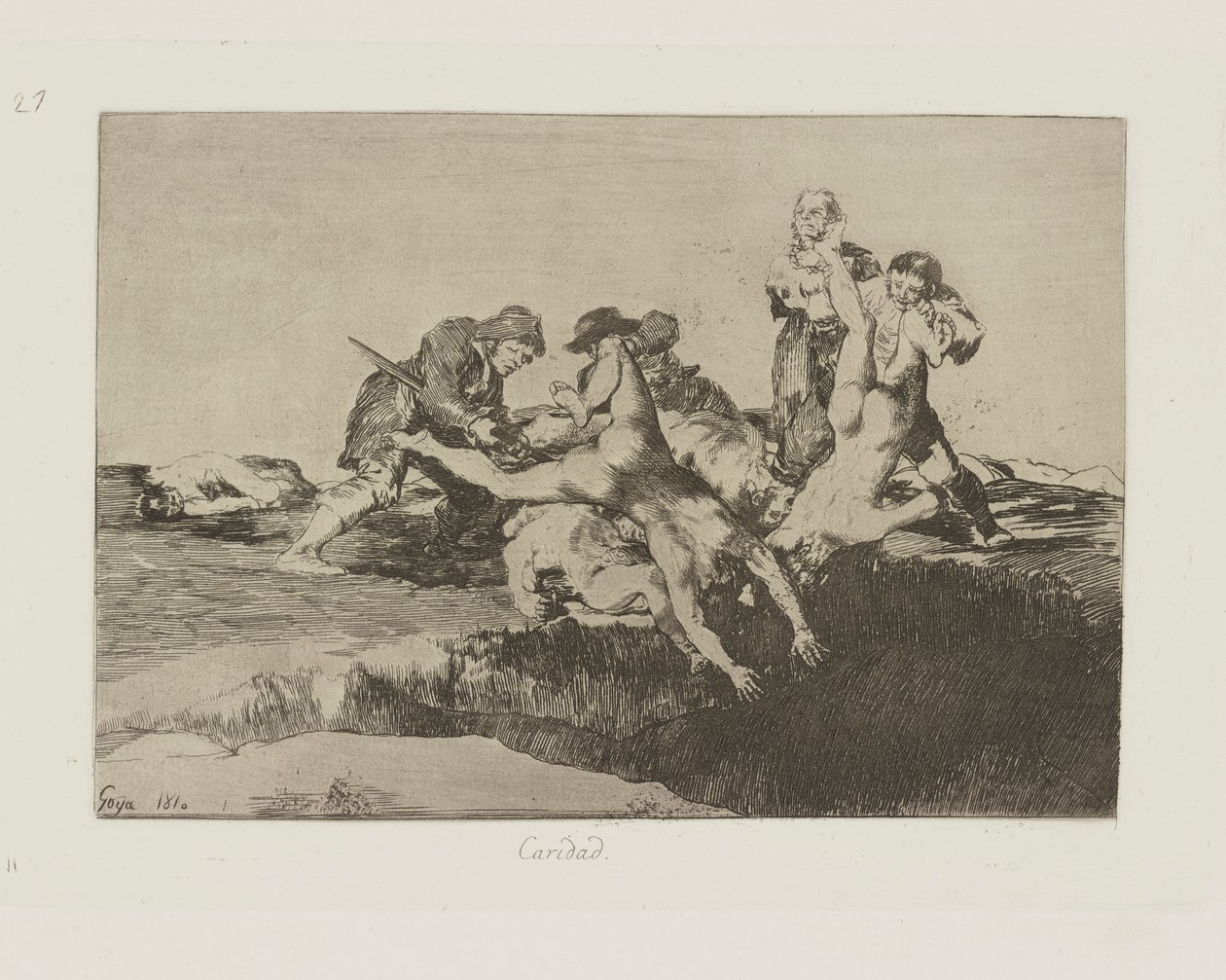 Jałmużna. (Dobroczynność), pl. 27 z cyklu Katastrofy wojny autorstwa Francisco de Goya