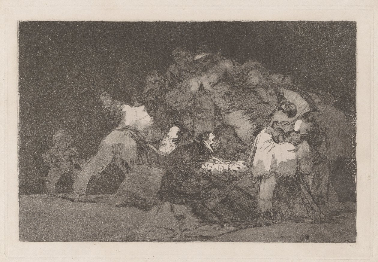 Generał Szaleństwo, znany również jako Jeden z kota i strój wielbiciela, z serii Los disparate (Przysłowia) autorstwa Francisco de Goya