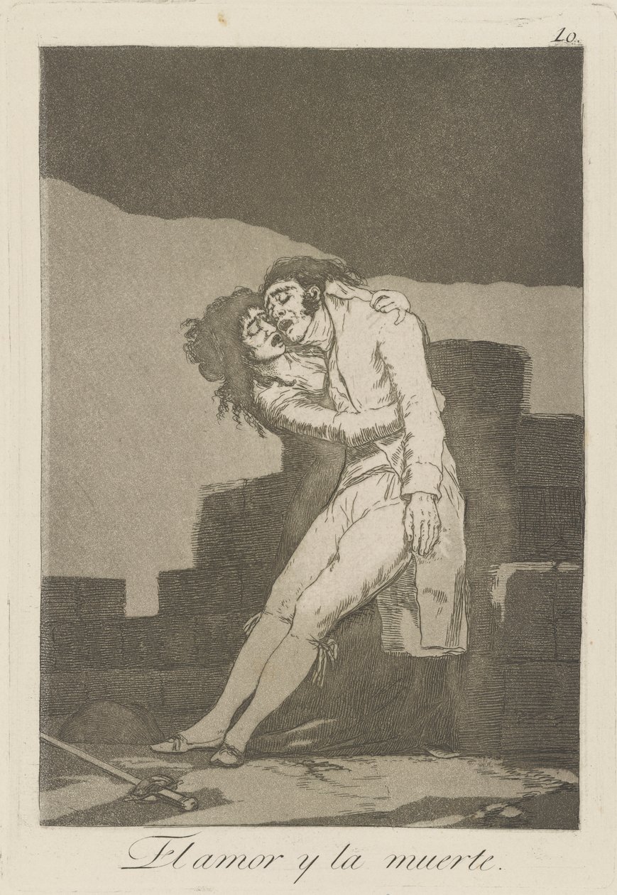 miłość i śmierć (Miłość i Śmierć.), pl. 10 z cyklu Kaprysy autorstwa Francisco de Goya