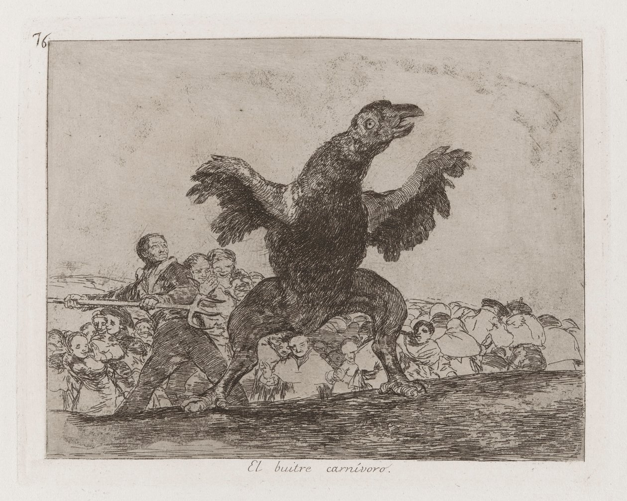 Mięsożerny sęp, płyta 76 z filmu Katastrofy wojny autorstwa Francisco de Goya