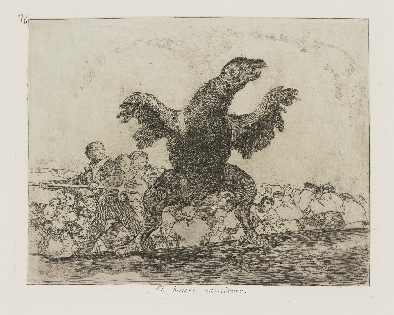 Mięsożerny sęp. (Mięsożerny sęp.), pl. 76 z serii Katastrofy wojny autorstwa Francisco de Goya