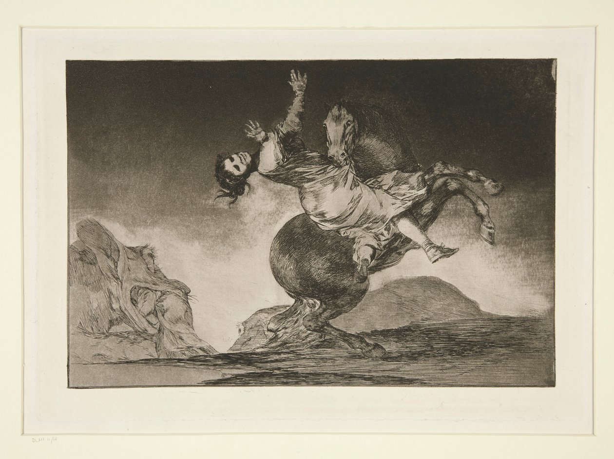 Koń drapieżny (Porywacz koni), pl. 10 z serii Przysłów autorstwa Francisco de Goya