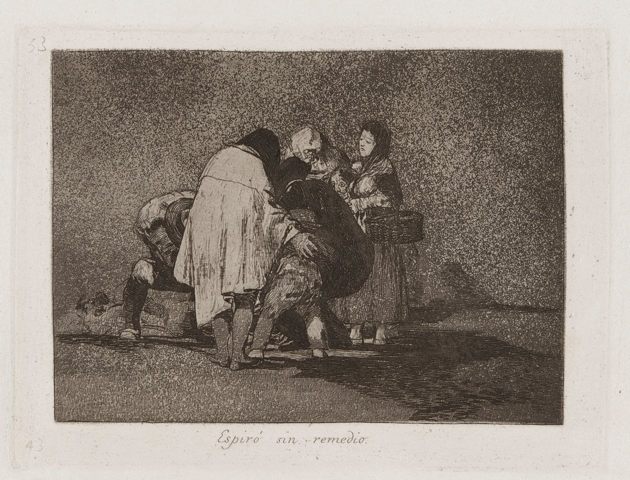 Espir? sin remedio (Nie było nic do zrobienia, a on umarł), płyta 53 z Los desastres de la guerra (Klęski wojny) autorstwa Francisco de Goya