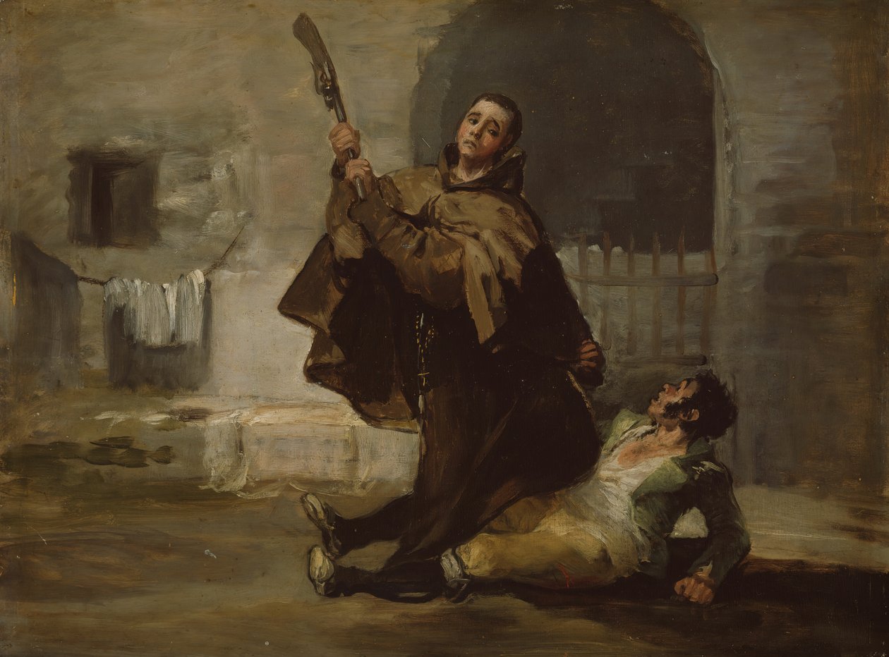 Fr. Pedro Clubs El Maragato z kolbą pistoletu, ok. 1930 r. 1806. autorstwa Francisco de Goya