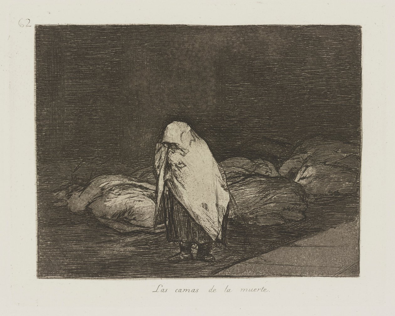 Łóżka śmierci. (Łóżka Śmierci.), pl. 62 z cyklu Katastrofy wojny autorstwa Francisco de Goya