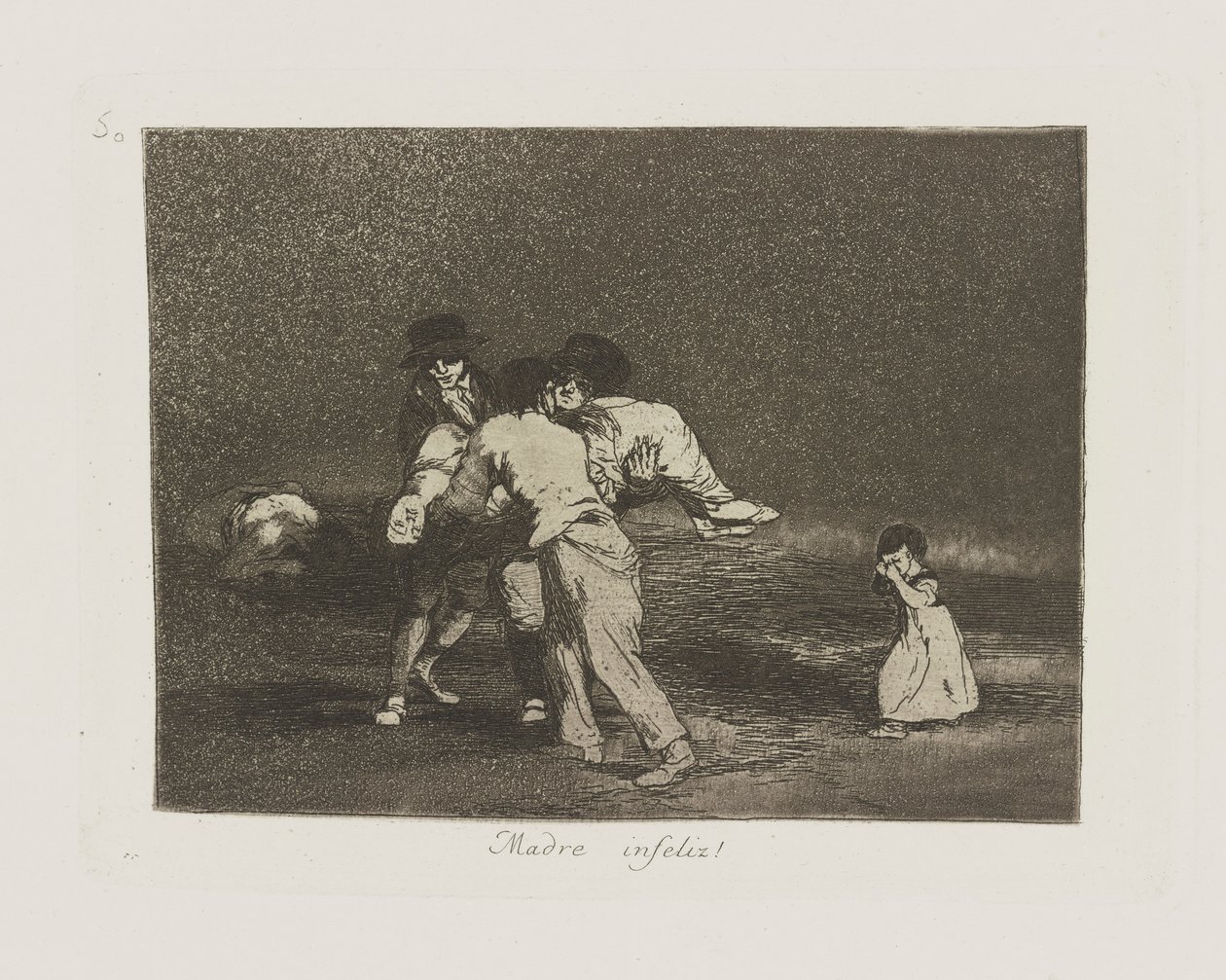 Nieszczęśliwa matka! (Nieszczęśliwa Matka!), pl. 50 z serii Katastrofy wojny autorstwa Francisco de Goya