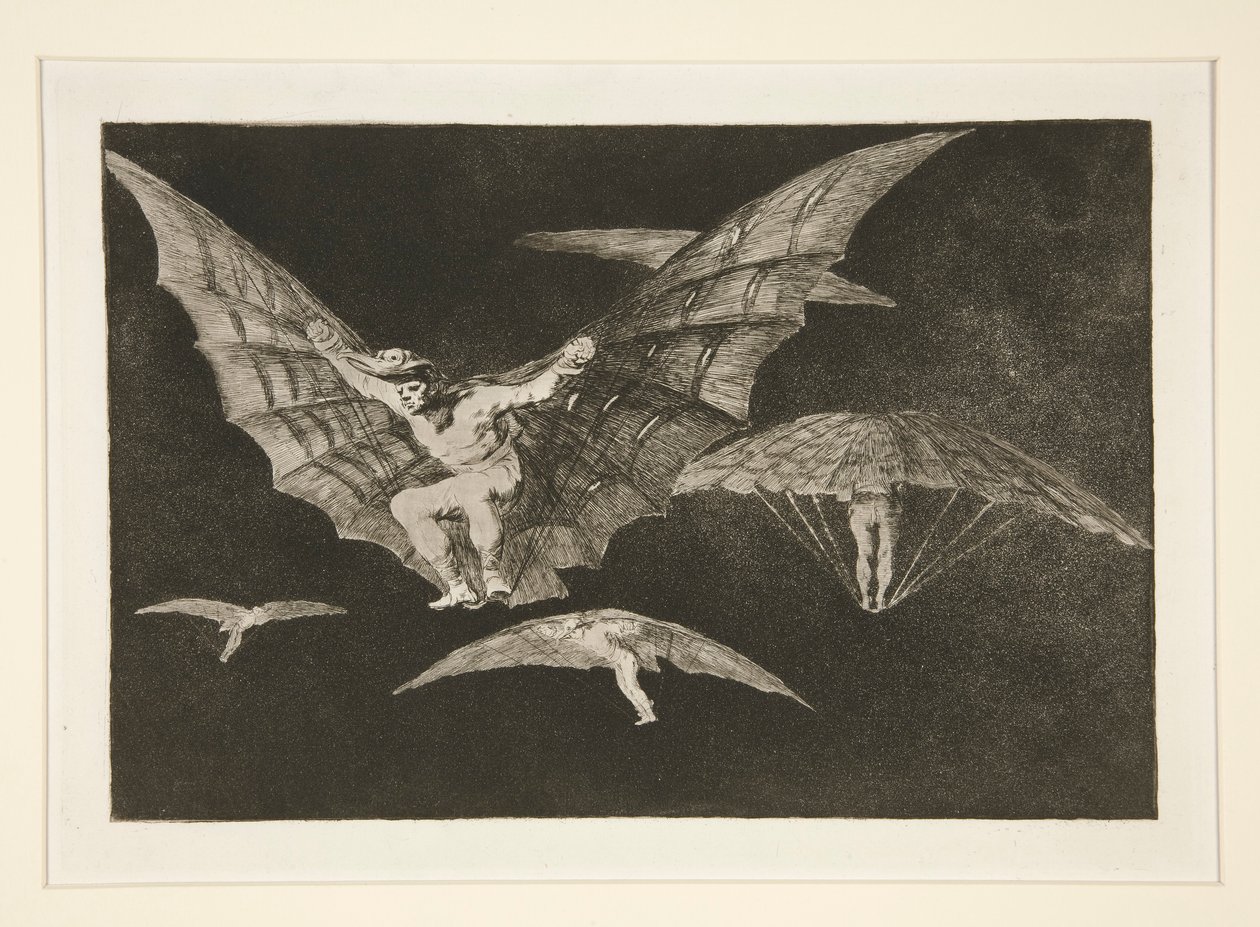 Tryb latania (Sposób latania), pl. 13 z serii Przysłów autorstwa Francisco de Goya