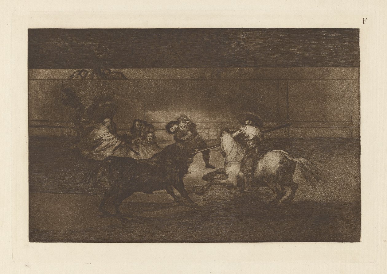 Śmierć Pepe Illo (kompozycja trzecia), płyta F z The Bull Machia (wydanie trzecie) autorstwa Francisco de Goya