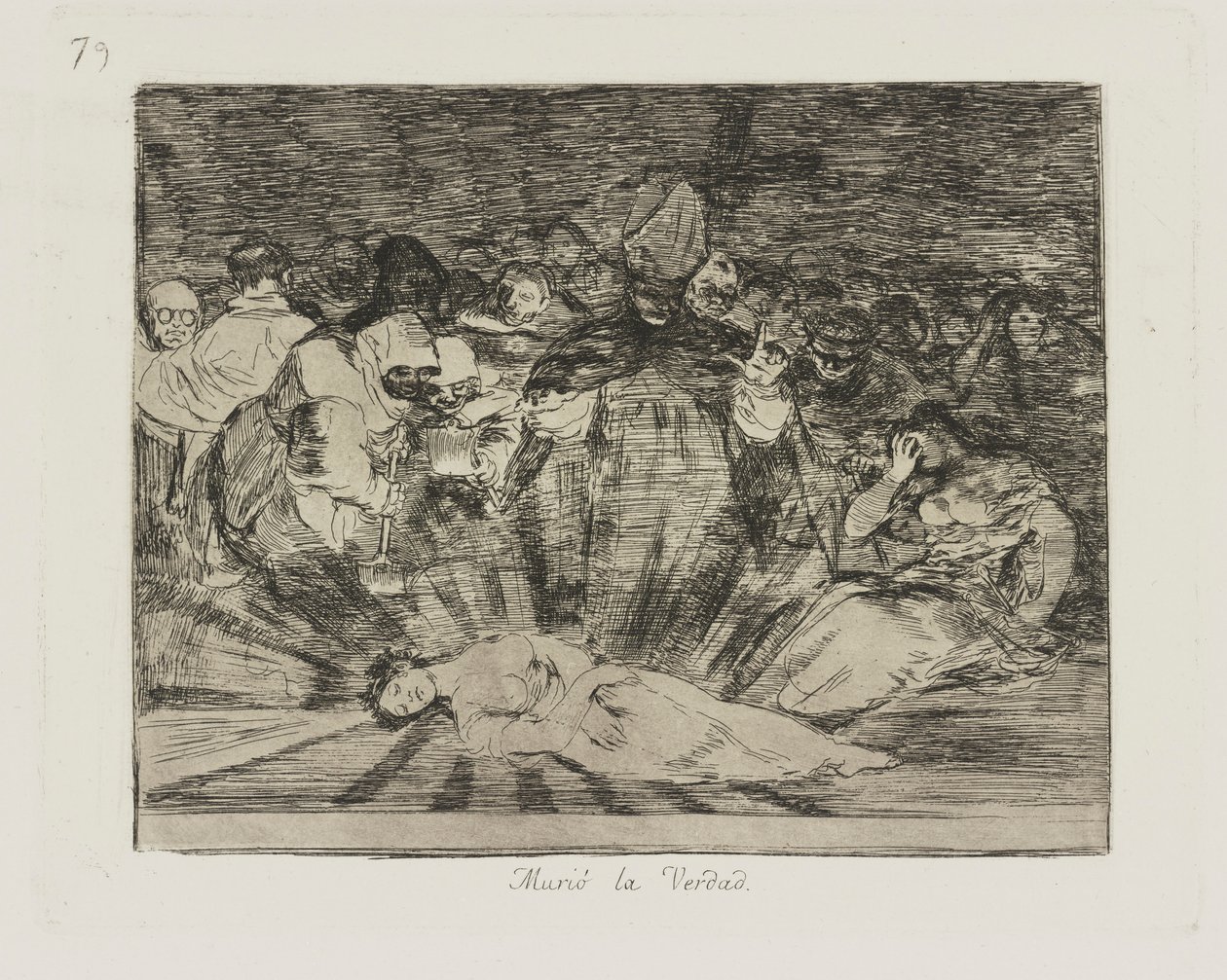 zmarł? prawda. (Prawda umarła), pl. 79 z cyklu Katastrofy wojny autorstwa Francisco de Goya