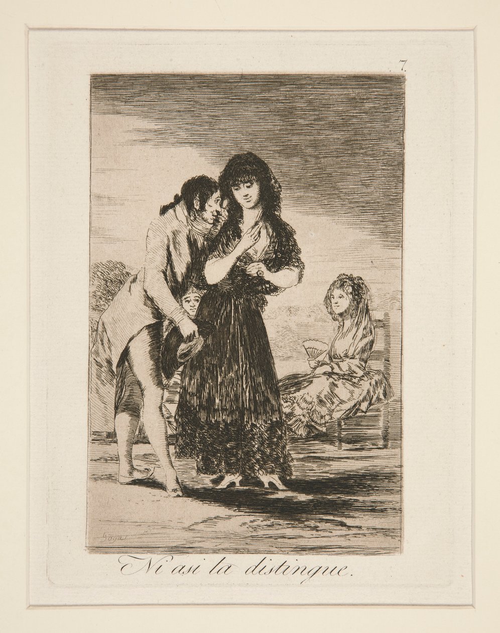 Ni asi la distingue (Nawet tak nie może jej wyrwać), pl. 7 z Los caprichos autorstwa Francisco de Goya