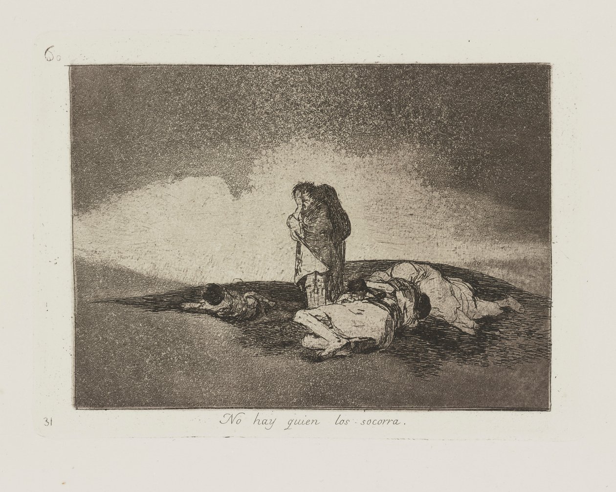 Nikt im nie pomoże. (Nikt im nie pomoże), pl. 60 z cyklu Katastrofy wojny autorstwa Francisco de Goya