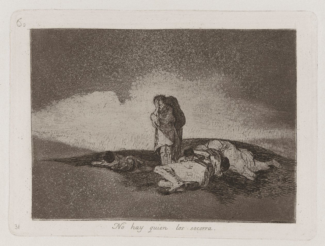 Nie ma nikogo, kto by im pomógł, płyta 60 z filmu Katastrofy wojny autorstwa Francisco de Goya