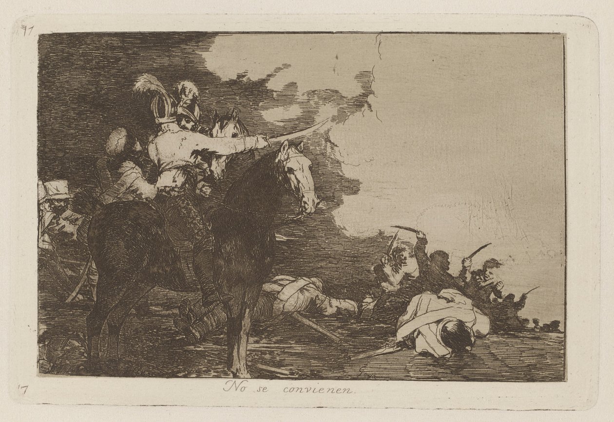 Nie zgadzają się, płyta 17 z Klęsk wojennych autorstwa Francisco de Goya