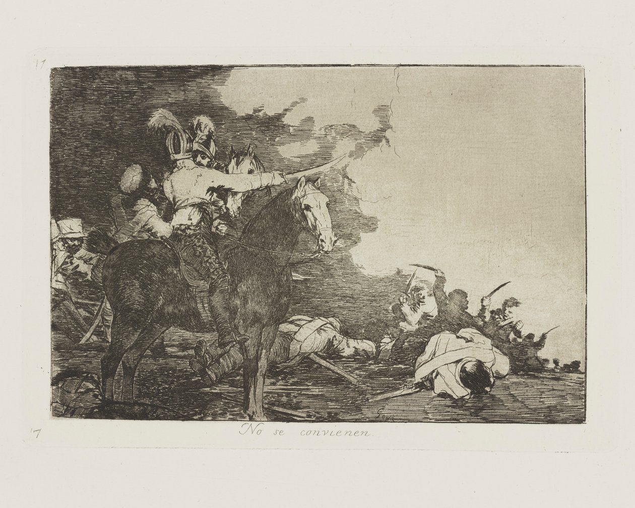 Nie zgadzają się. (Nie zgadzają się), pl. 17 z cyklu Katastrofy wojny autorstwa Francisco de Goya