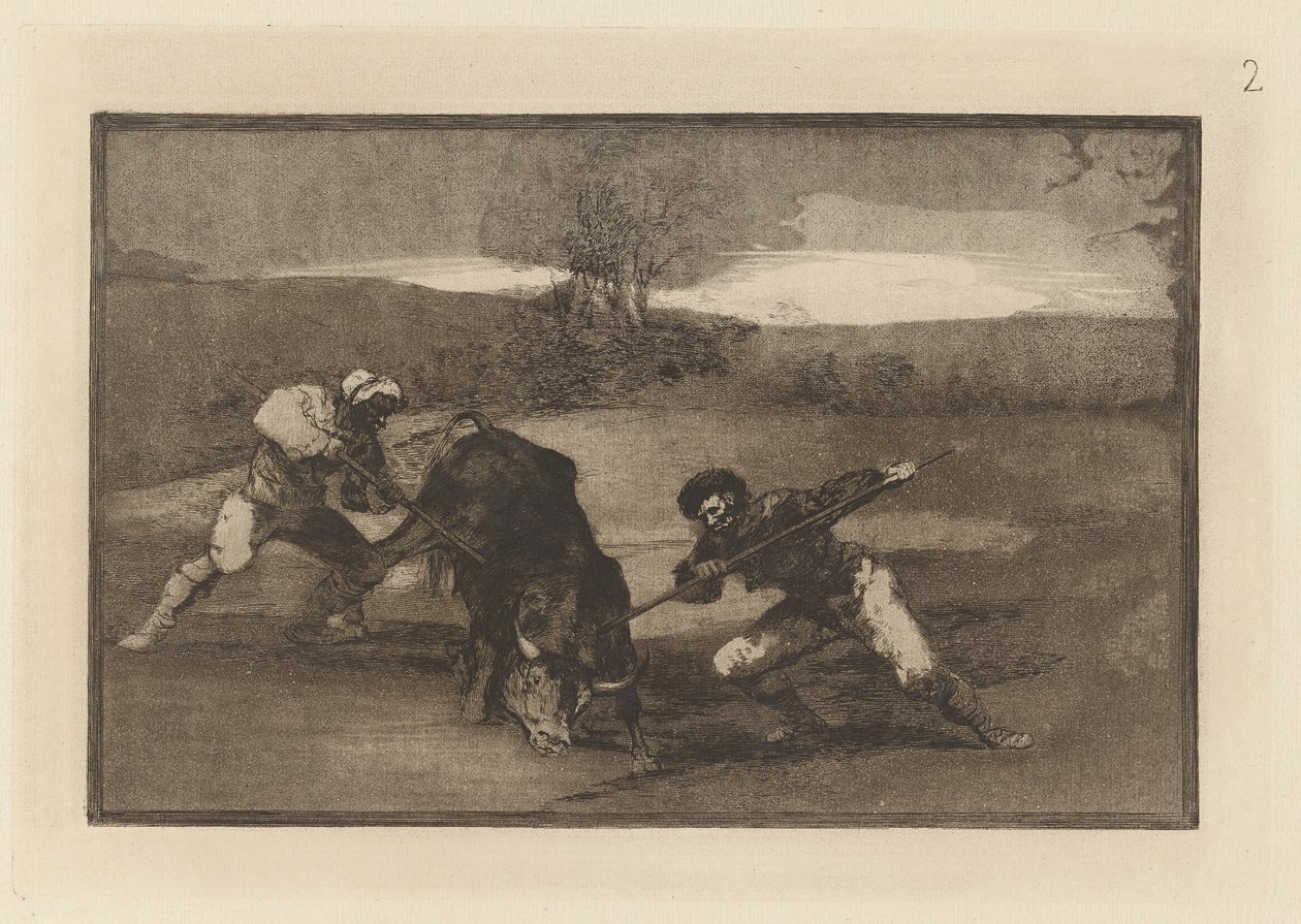 Inny sposób na polowanie? stopa (Kolejny sposób polowania na piechotę), płyta 2 z La tauromaquia autorstwa Francisco de Goya