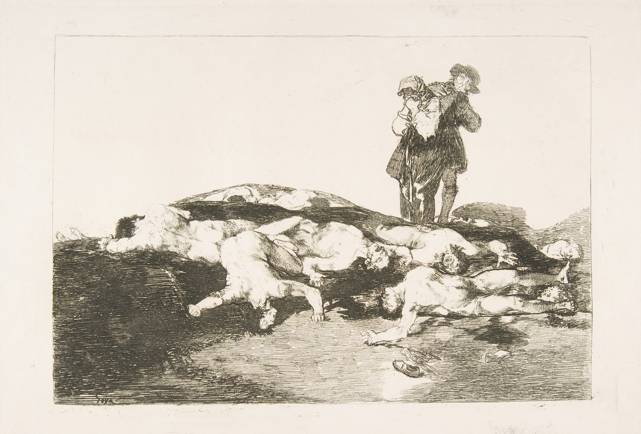 Płyta 18 z Katastrofy wojny Los Desastres de la Guerra: Pochowaj ich i zachowaj spokój..., 1810. autorstwa Francisco de Goya